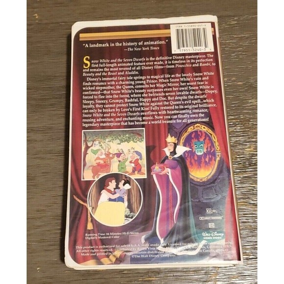 Snow White and The Seven Dwarfs, MASTERPIECE COLLECTION (VHS, 1995) #1524 - Picture 3 of 5